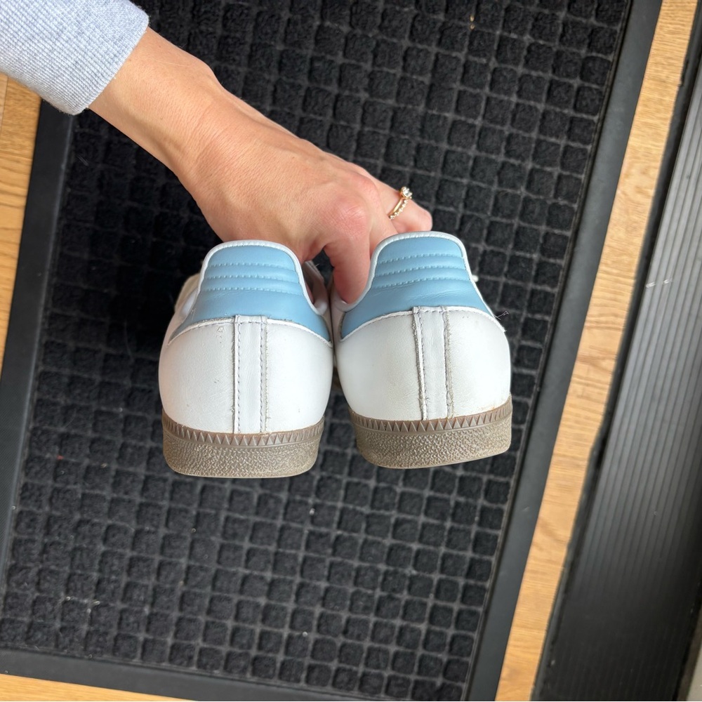Adidas White and Baby Blue Sambas - Picture 5 of 9